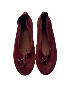 ZARA Brown Suede Bow Ballet Flats Sz 8